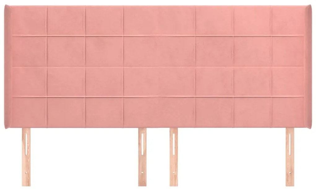 Cabeceira cama c/ abas veludo 183x16x118/128 cm rosa