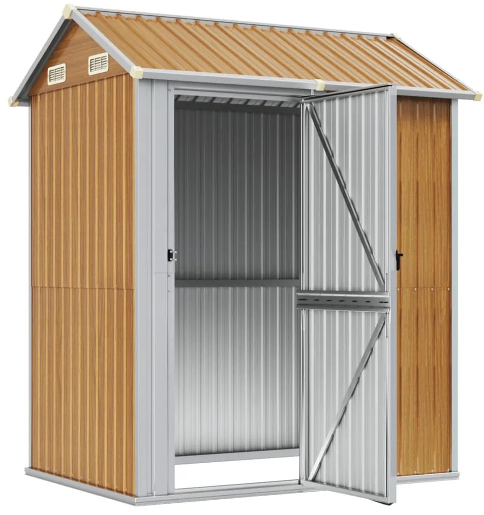 Abrigo de jardim 192x152,5x237cm aço galvanizado castanho-claro