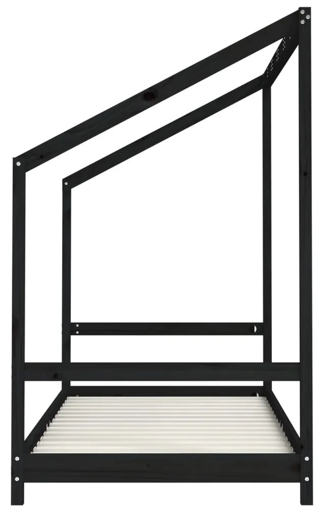 Estrutura de cama infantil 2x(90x190) cm pinho maciço preto