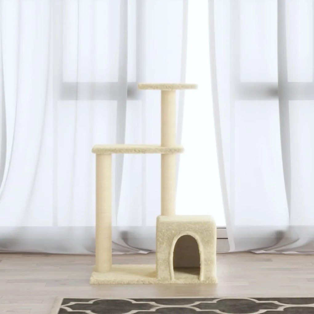 171509 vidaXL Árvore para gatos c/ postes arranhadores sisal 71 cm cor creme