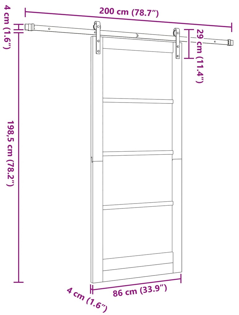 Porta Deslizante vidaXL com Conjunto de Hardware Branco 86x198.5 cm Ma