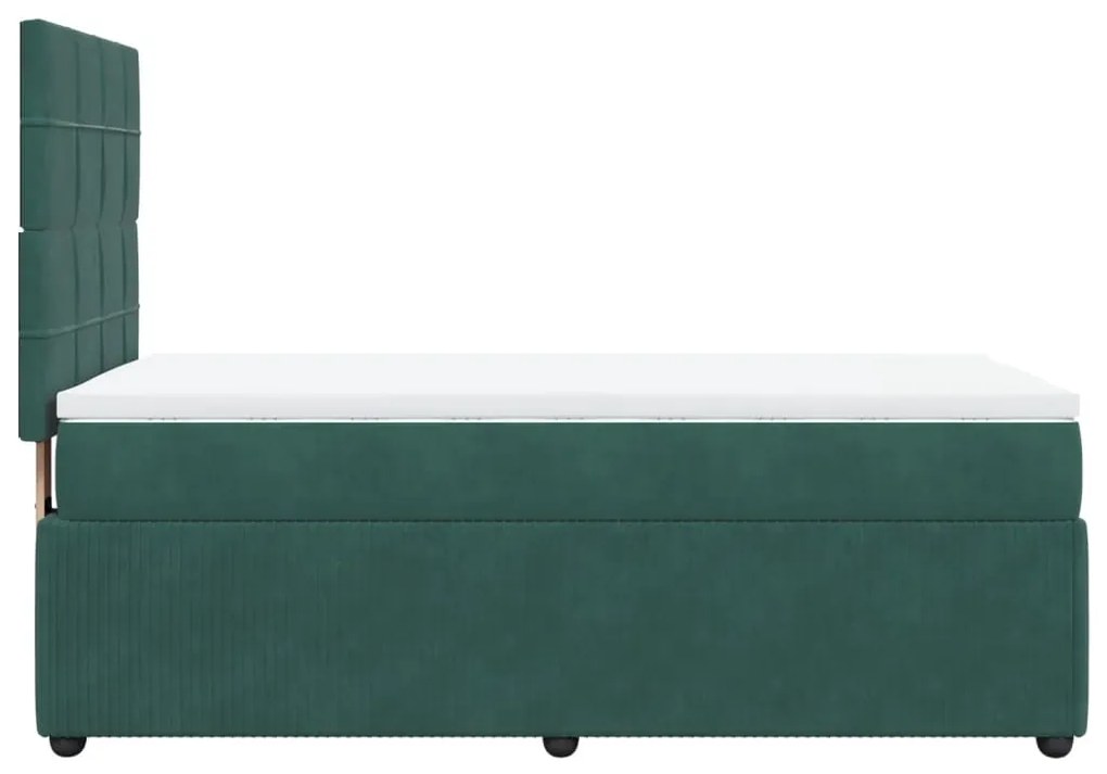 Cama com molas/colchão 100x200 cm veludo verde-escuro