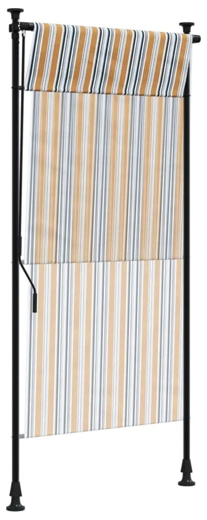 Estore de rolo exterior 120x270 cm tecido/aço amarelo e branco