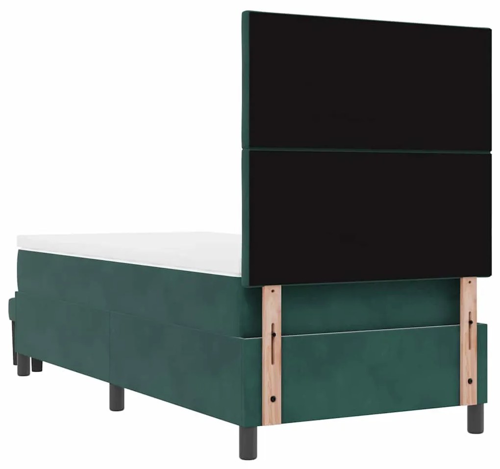 Cama Box com Colchão e Banco Verde Escuro 100x200 cm Veludo