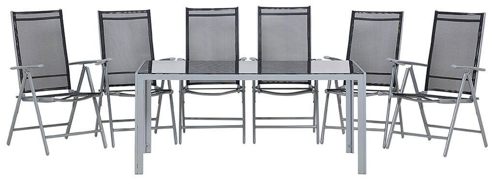 Conjunto de jardim preto em alumínio cinzento com 6 cadeiras CATANIA Beliani