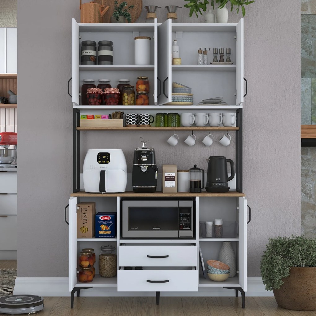 Armário Alto de Cozinha "Stella" - 120 x 198,6 x 40 cm - Nogueira e Br