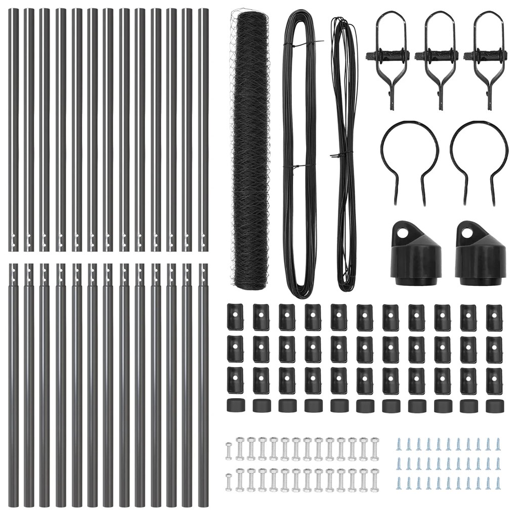 Conjunto de Cercas Conjunto de 2 Cinza Metal 25 x 1,2 m Durável