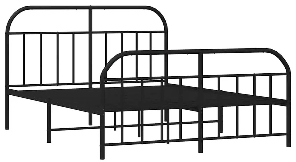 Estrutura de cama com cabeceira e pés 183x213 cm metal preto