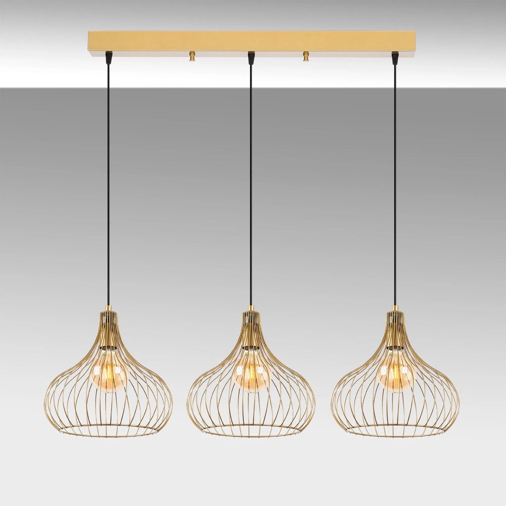 Chandelier Teldamla – Dourado Brilhante – 76 x 22 x 120 cm