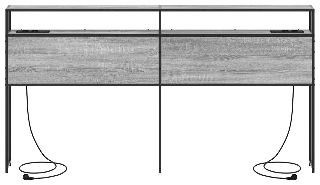 Cabeceira de armazenamento com cabeceira Cinza sonoma 200 cm