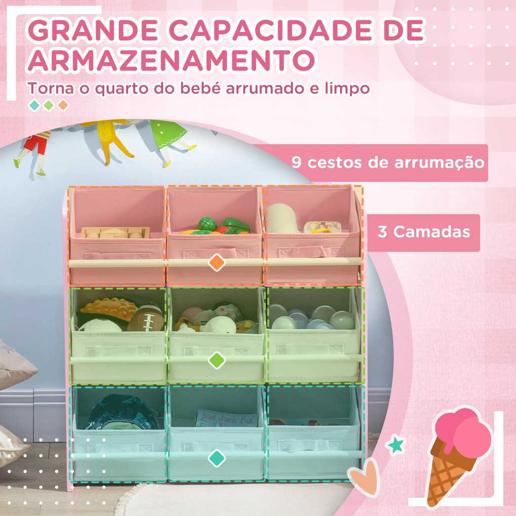 ZONEKIZ Estante para Brinquedos com 9 Caixas de Tecido não Tecido Amov