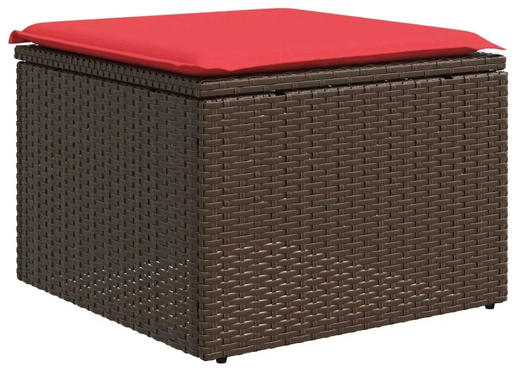 2 pcs conj. sofás jardim c/ almofadões vime PE/acácia castanho