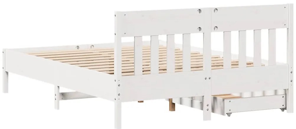Cama sem colchão 140x200 cm madeira de pinho maciça branco