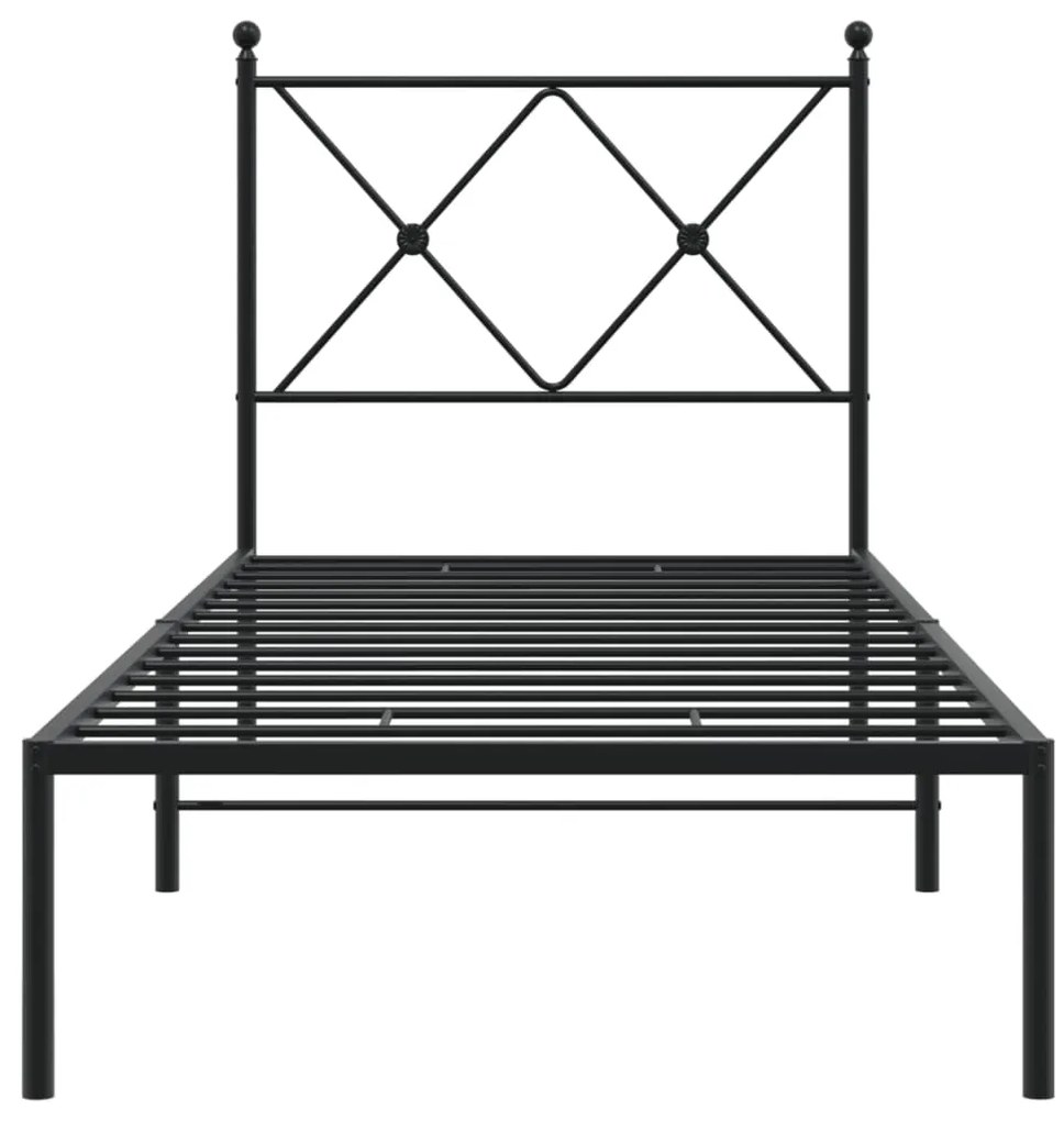 Estrutura de cama metal s/ colchão c/ cabeceira 75x190 cm preto