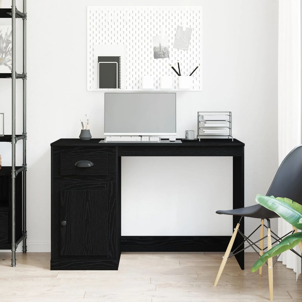 Escrivaninha com Armazenamento Carvalho Negro 50x115x75 cm Madeira eng