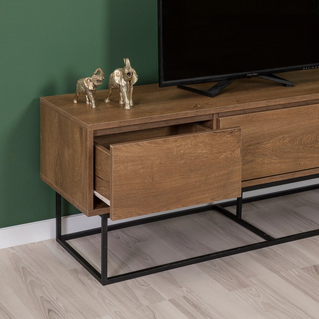 Conjunto de Mobiliário de Sala de Estar Laxus – Nogueira/Preto – Unida