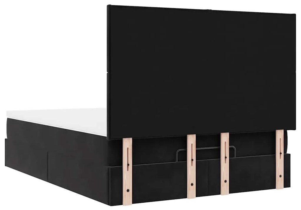 Estrutura de cama otomana com colchões 140x200 cm veludo preto