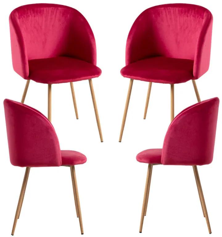 Pack 4 Cadeiras Velt Veludo - Vermelho