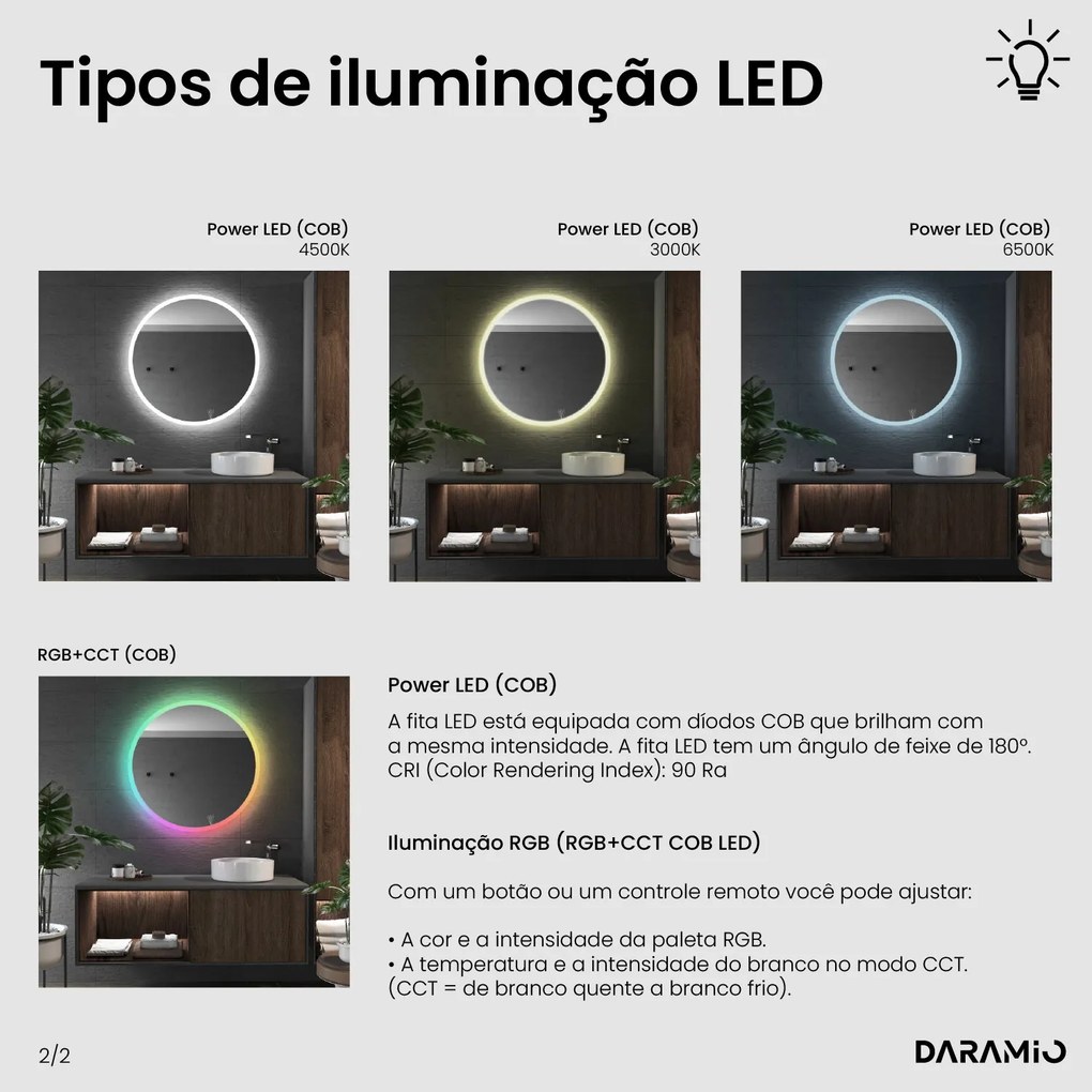 Espelho redondo com luz E1
