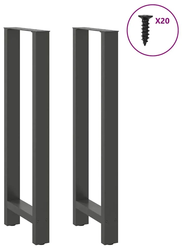 Pés para mesa de bar antracite 2 peças 40x(110-111) cm aço