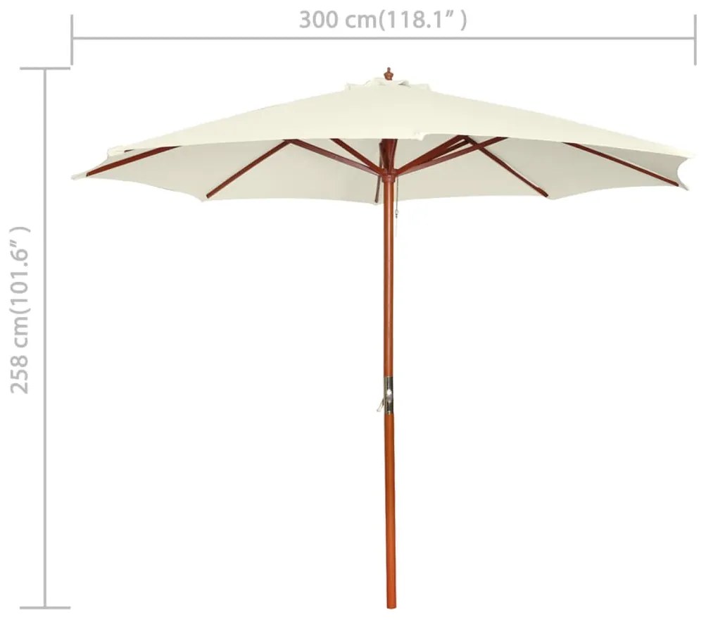 Guarda-sol 300x258 cm branco areia