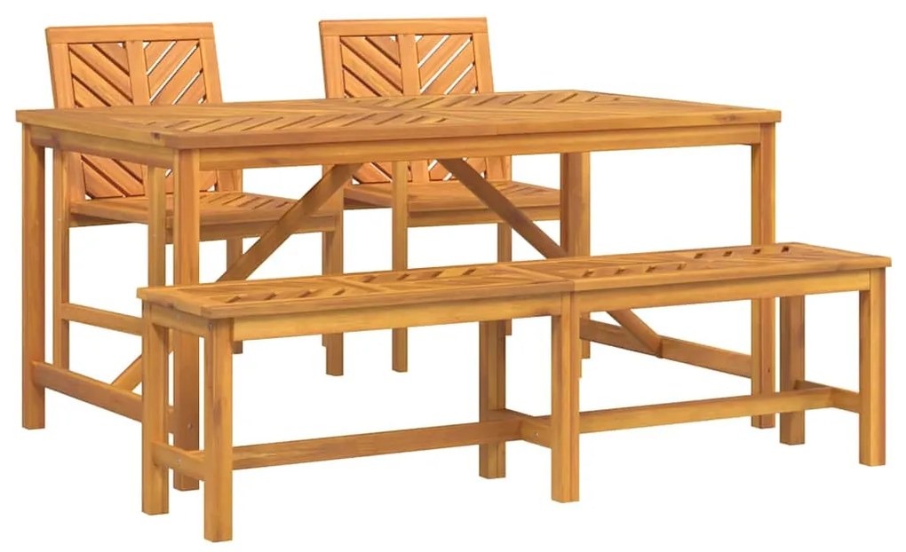 Conjunto de Jantar de Jardim 4 Peças Madeira Maciça de Acácia