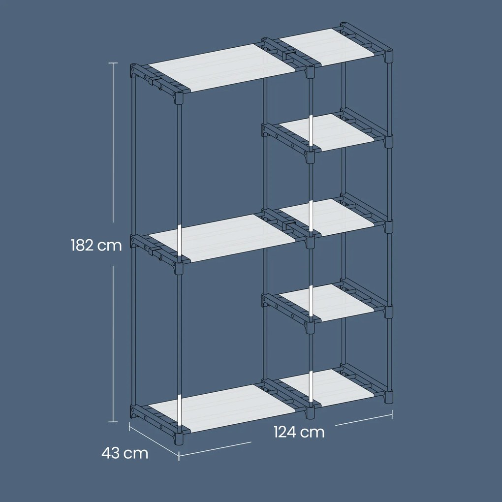 Guarda Roupa aberto com varões para roupa 43 x 124 x 182 cm preto