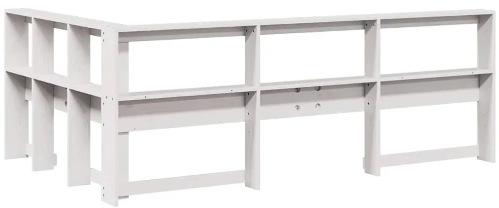 Estante cabeceira forma de L 120 cm madeira pinho maciça branco