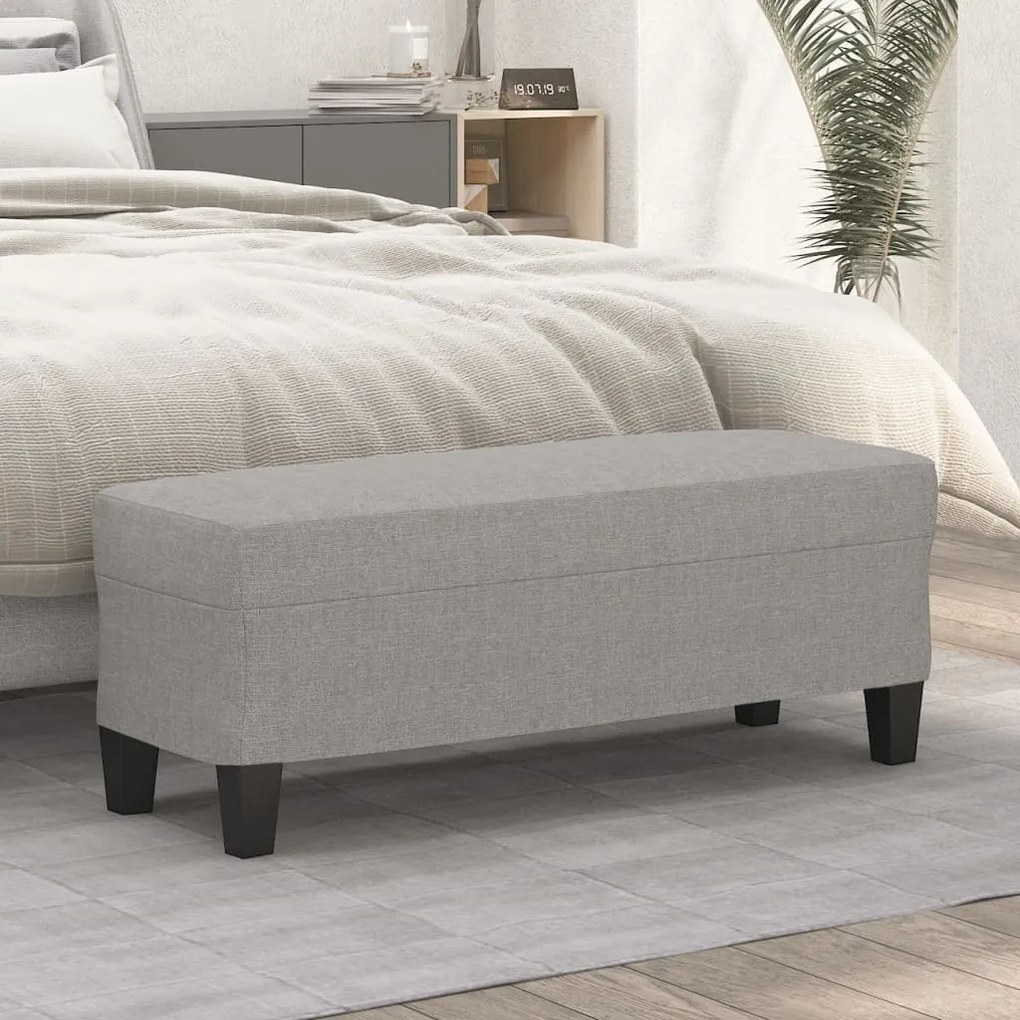 Banco 100x35x41 cm tecido cinza-claro