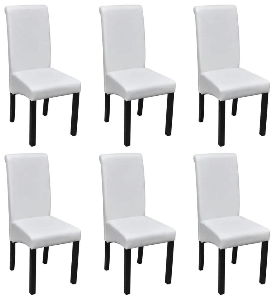 Cadeiras de jantar 6 pcs couro artificial branco