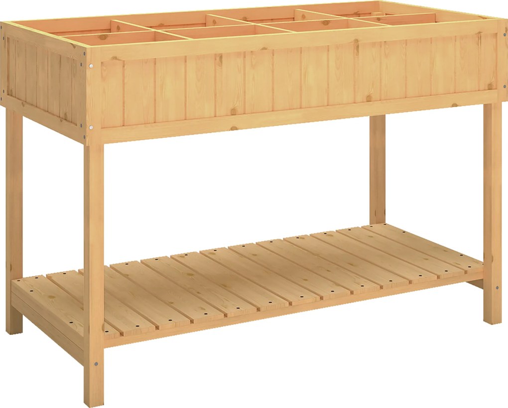 Outsunny Horta Floreira de Madeira Mesa de Cultivo com Prateleira Inferior Floreira Elevada para Cultivo 110x46x76 cm Madeira | Aosom Portugal