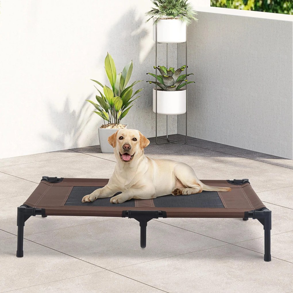 Cama Elevada para Cães Cama de Animais de Estimação com Malha Transpirável e Tecido Oxford para Exterior Interior Ar Livre Jardim Terraço 92x76x18cm C