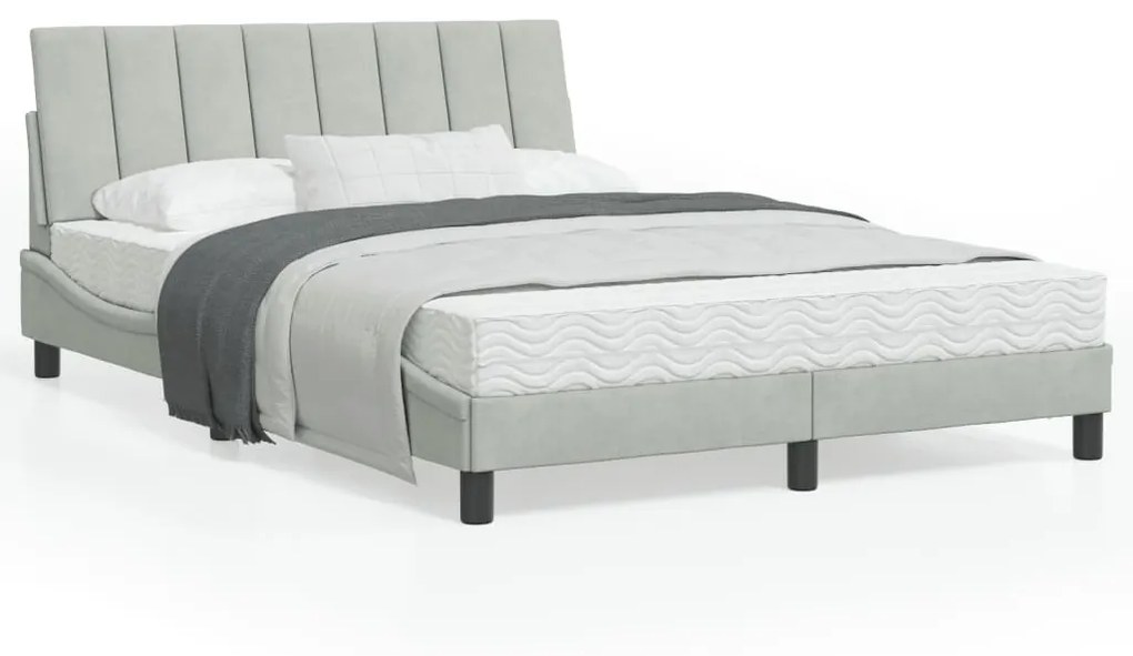 vidaXL Estrutura de cama c/ luzes LED 120x200 cm veludo cinzento-claro