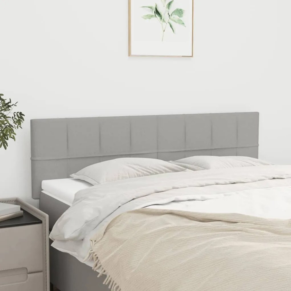 vidaXL Cabeceira de cama 2 pcs tecido 72x5x78/88 cm cinzento-claro