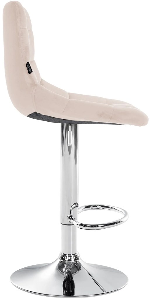 Conjunto de 2 bancos de bar Jerry em veludo com estrutura cromada 87-108,5 x 43 x 46,5 cm Bege