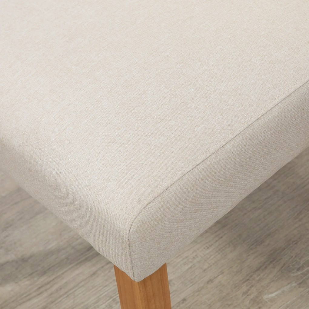 HOMCOM Conjunto de 2 Cadeiras de Sala de Jantar com Encosto Alto Assento Acolchoado e Estofados Tecido Transpirável com Tato de Linho 50x62x96cm Bege