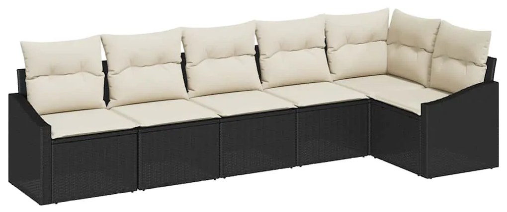 Conjunto de Sofá para Jardim com 6 Peças em Preto