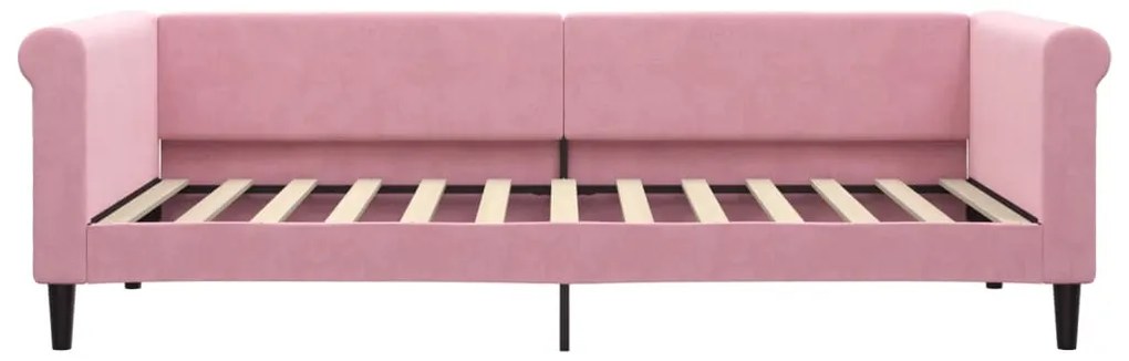 Sofá-cama com colchão 90x200 cm veludo rosa