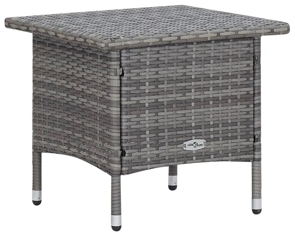 3 pcs conjunto lounge de jardim c/ almofadões vime PE cinzento
