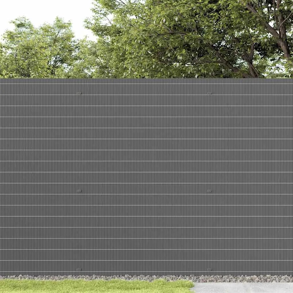 Cerca de jardim dupla face cinzento 1,8x5 m PVC