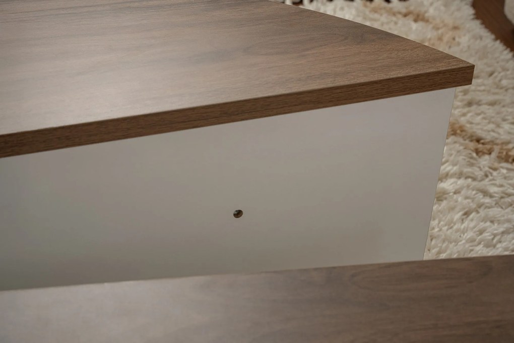 Mesa de Café Orion - Nogueira e Branco - 90x30x60 cm & 85x35x30 cm