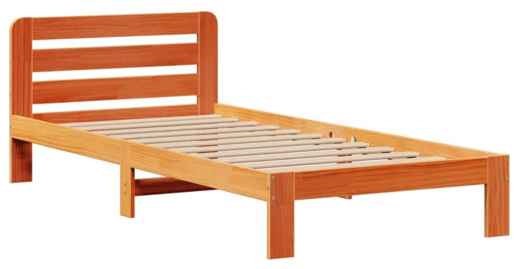 Cama com estante sem colchão 75x190cm pinho maciço castanho-mel