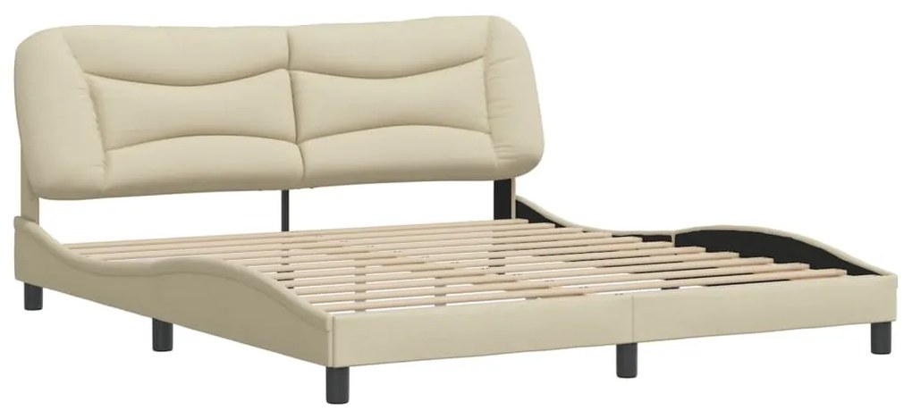 Estrutura de cama sem colchão 180x200 cm tecido cor creme