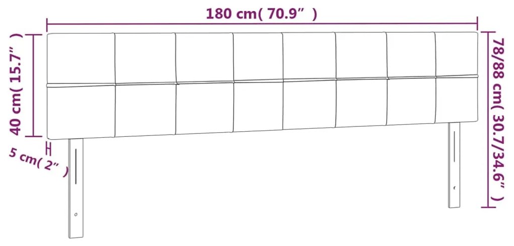 Cabeceira cama luzes LED tecido 180x5x78/88cm cinza-acastanhado