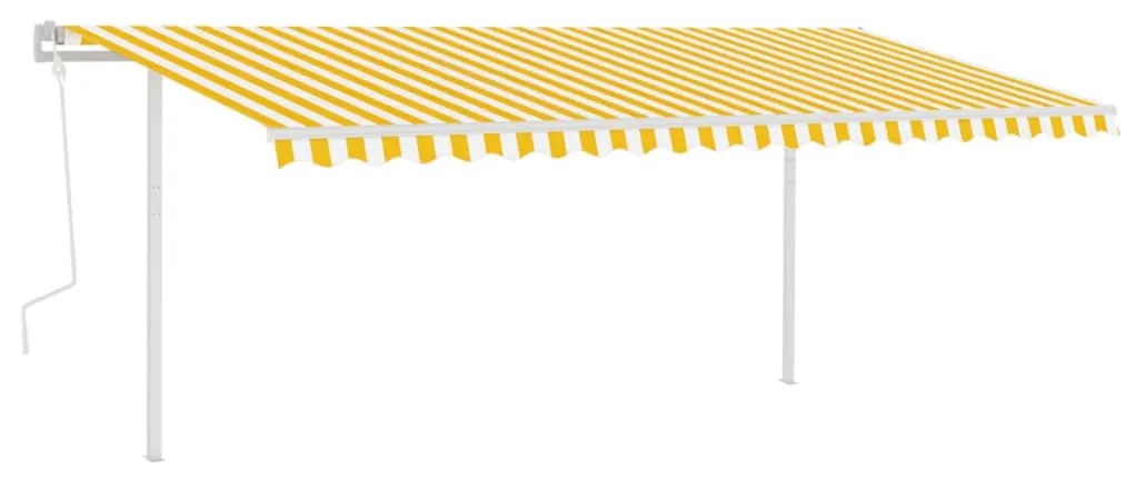 Toldo retrátil manual com luzes LED 5x3 m amarelo e branco