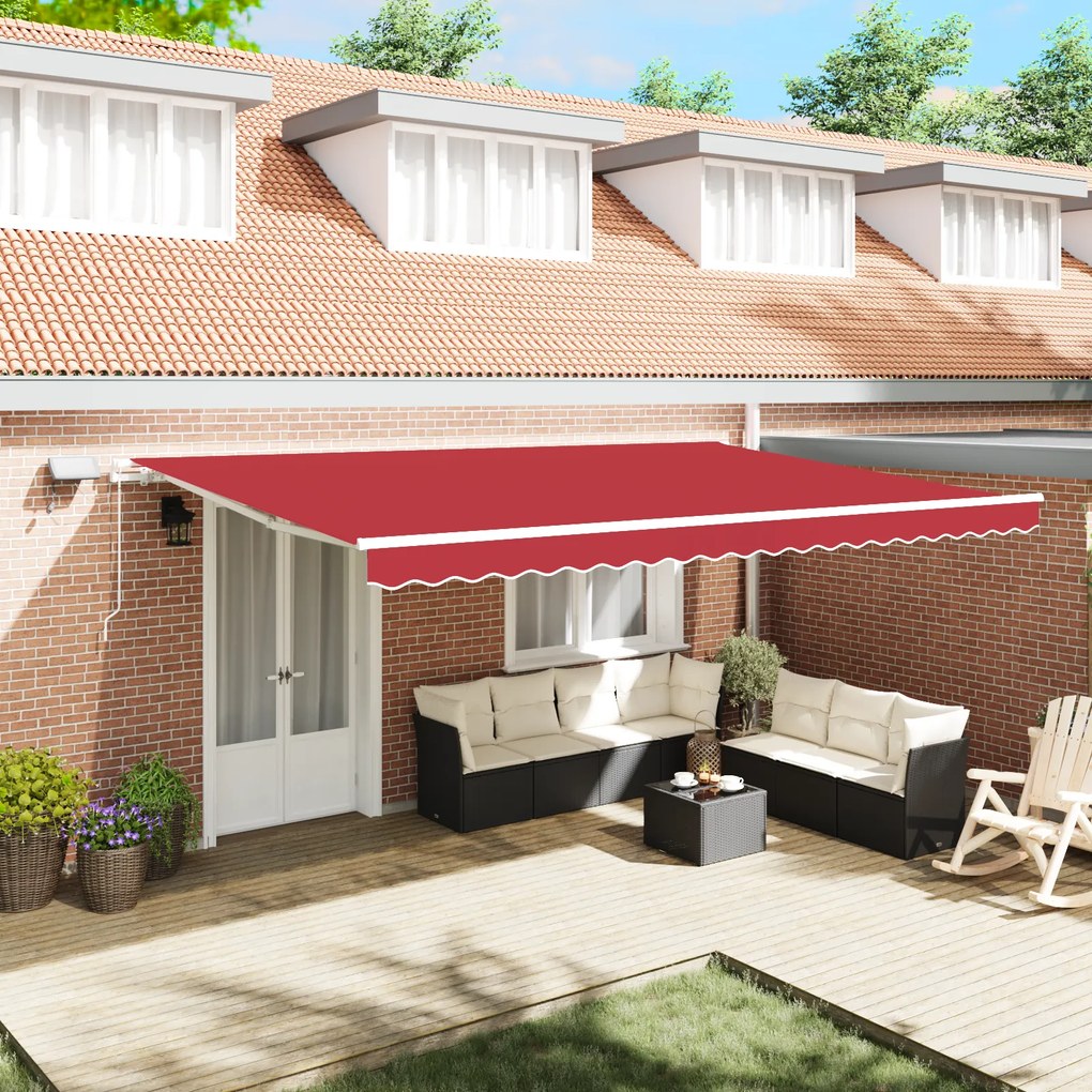 Toldo Retrátil Manual vidaXL com LED Vermelho 500x300 cm