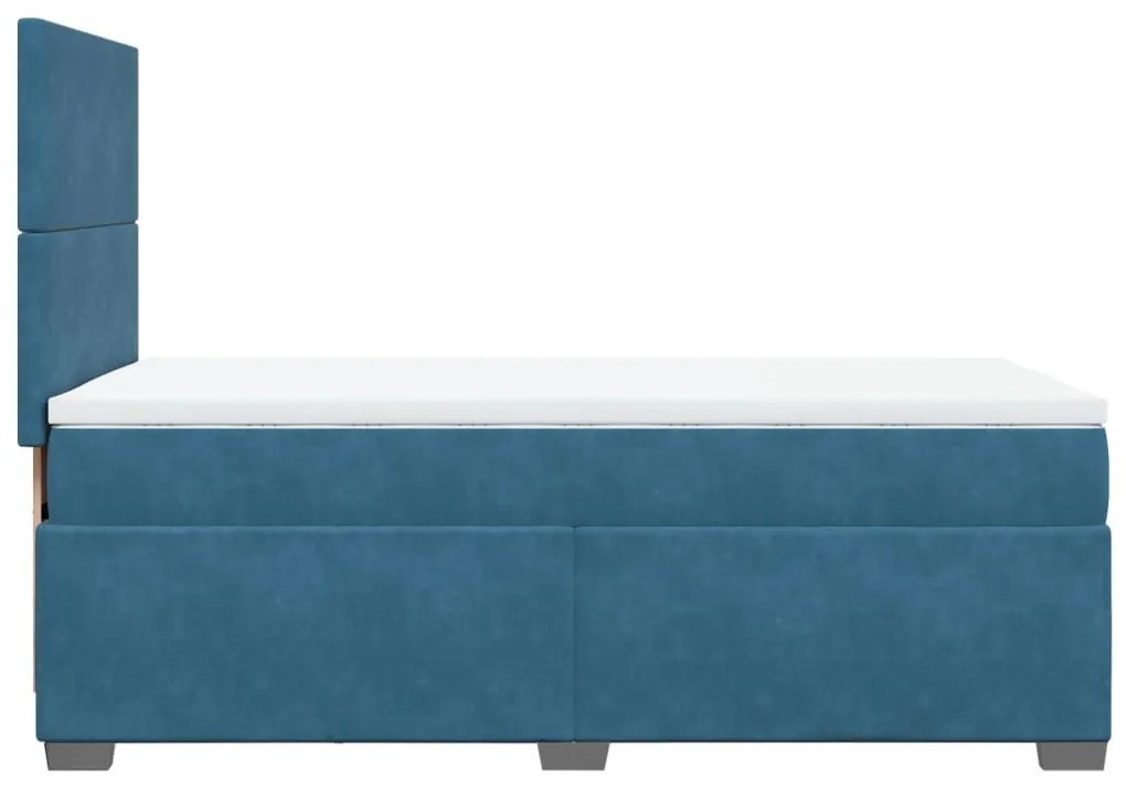 Cama boxspring com colchão 90x200 cm veludo azul