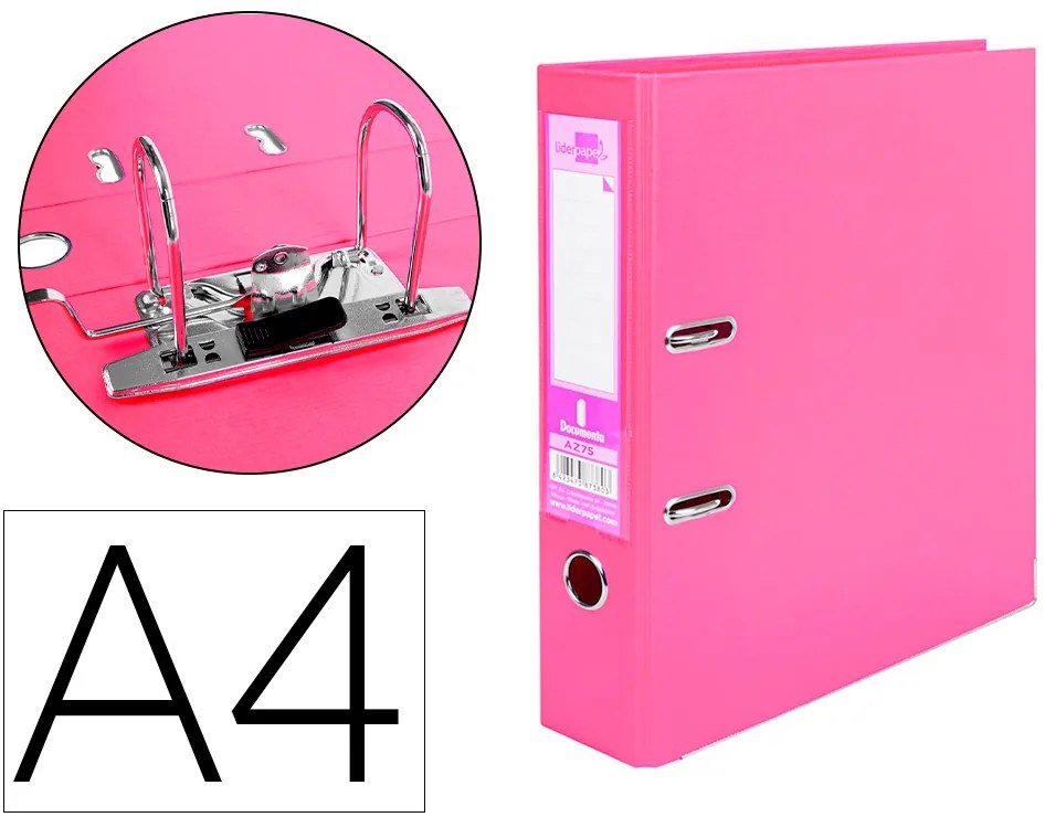 Pasta de Arquivo de Alavanca Documenta Pvc Din A4 Lombada 75 mm Rosa