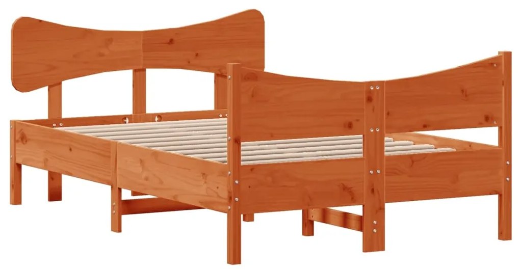 Cama sem colchão 120x190 cm madeira pinho maciça castanho-mel