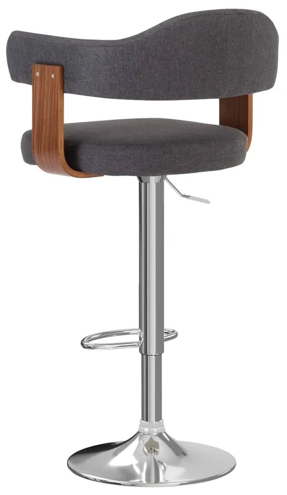 Bancos de bar 2 pcs tecido e madeira curvada cinzento-escuro
